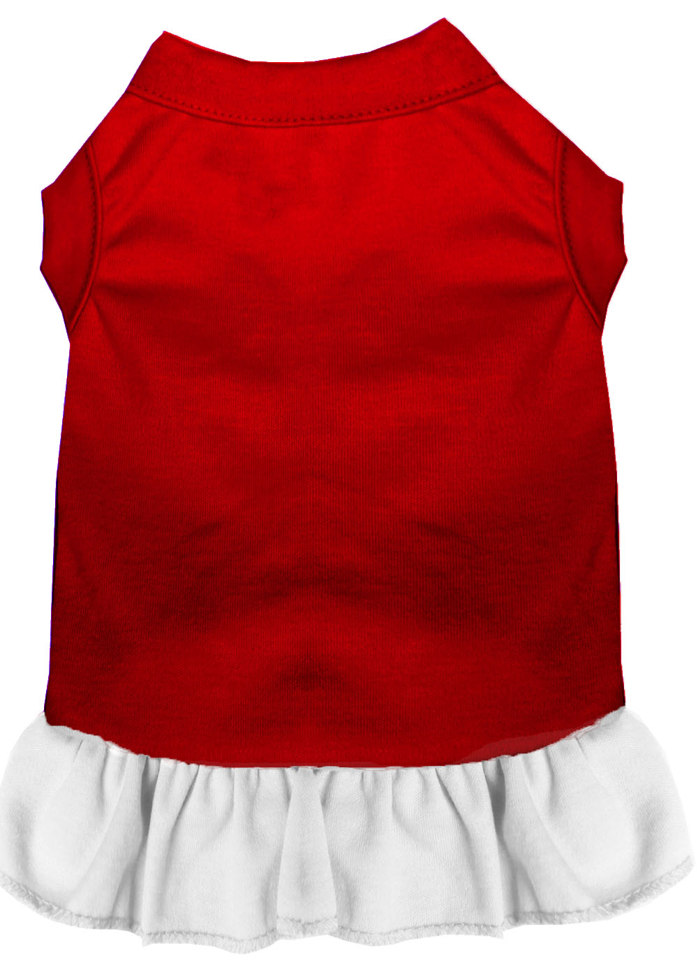 Plain Pet Dress Red with White Lg